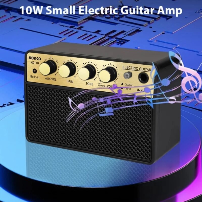 KOKKO 10W Pequeno amplificador de guitarra elétrica Mini alto-falante portátil para prática de guitarra para prática