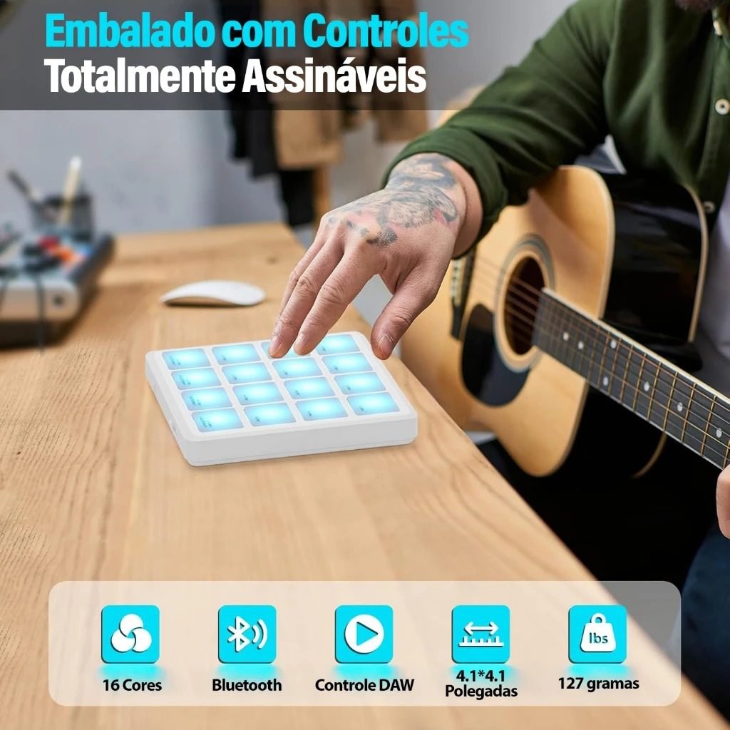 M-VAVE SK-16 SMC-PAD Pocket Pad Controlador MIDI portátil sem fio com 16 pads Teclado de percussão adequado Interface - Imagem 8