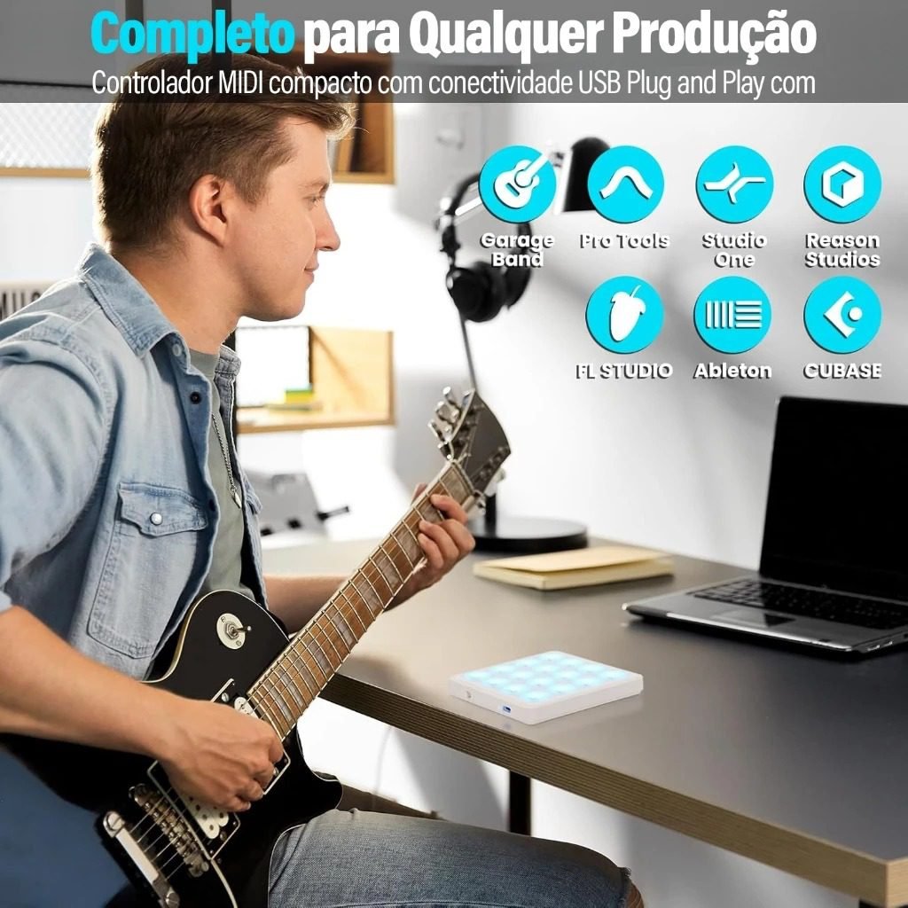 M-VAVE SK-16 SMC-PAD Pocket Pad Controlador MIDI portátil sem fio com 16 pads Teclado de percussão adequado Interface - Imagem 7
