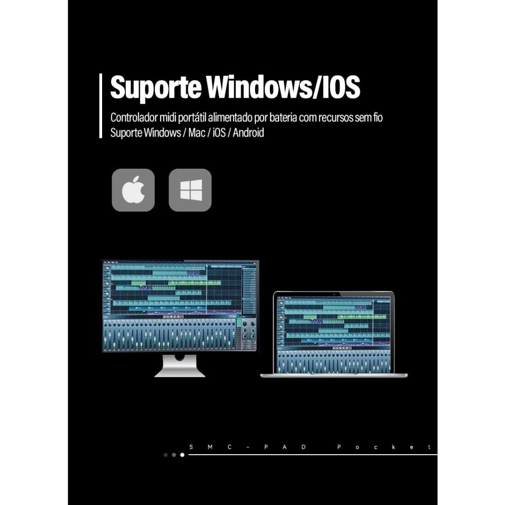 M-VAVE SK-16 SMC-PAD Pocket Pad Controlador MIDI portátil sem fio com 16 pads Teclado de percussão adequado Interface - Imagem 5