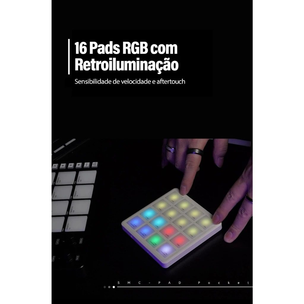 M-VAVE SK-16 SMC-PAD Pocket Pad Controlador MIDI portátil sem fio com 16 pads Teclado de percussão adequado Interface - Imagem 4